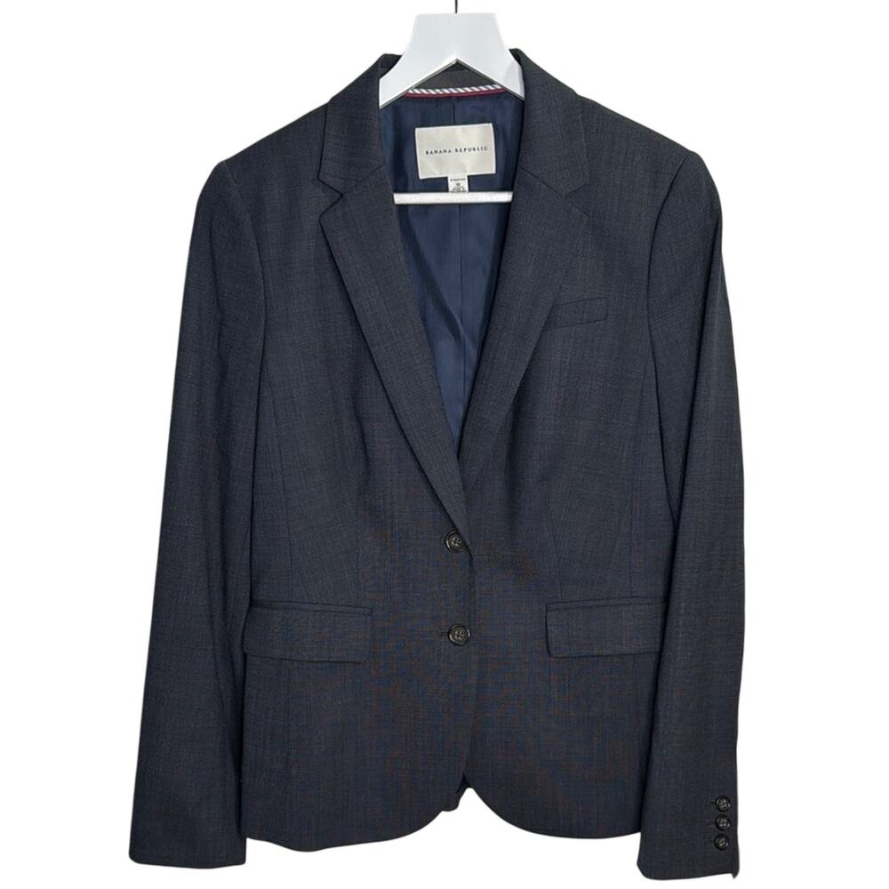 Banana Republic Women’s Navy Wool Blazer Button-front Classic Jacket W1145 Sz 10